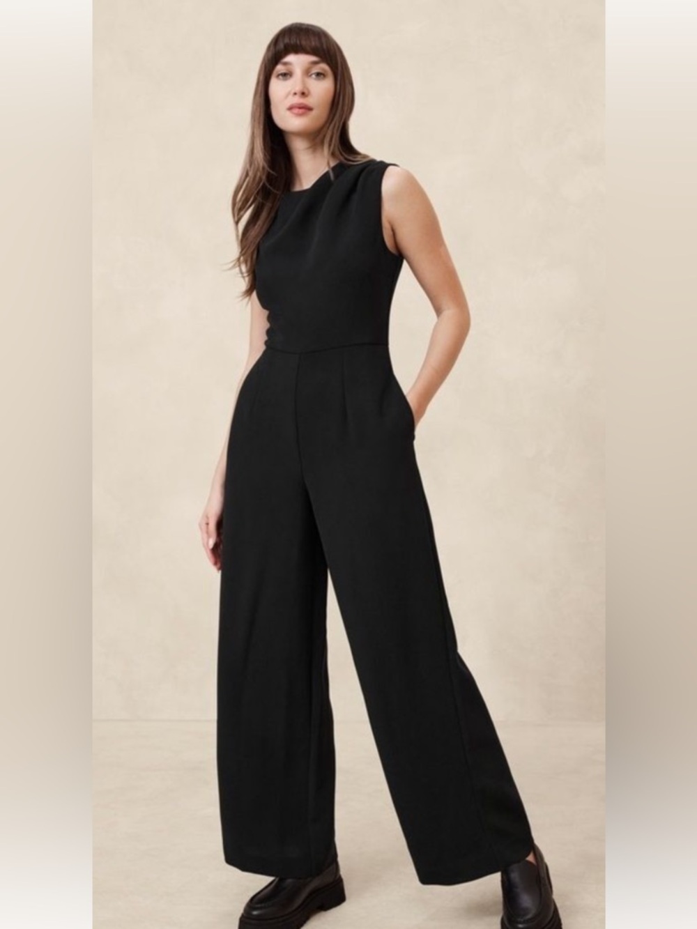 NWT Banana Republic Black Sleeveless Wide-Leg Jumpsuit